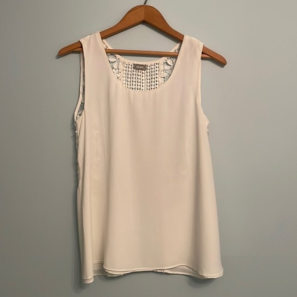 Sheer Sleeveless Blouse With Crochet and Lace Back Studio by YDE Size M